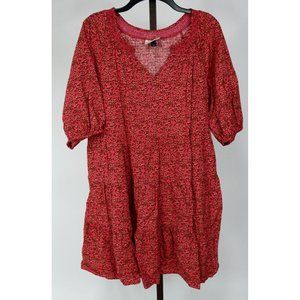 Universal Thread Ladies Juniors Red Floral 3/4 Sleeve Short Dress Size Medium